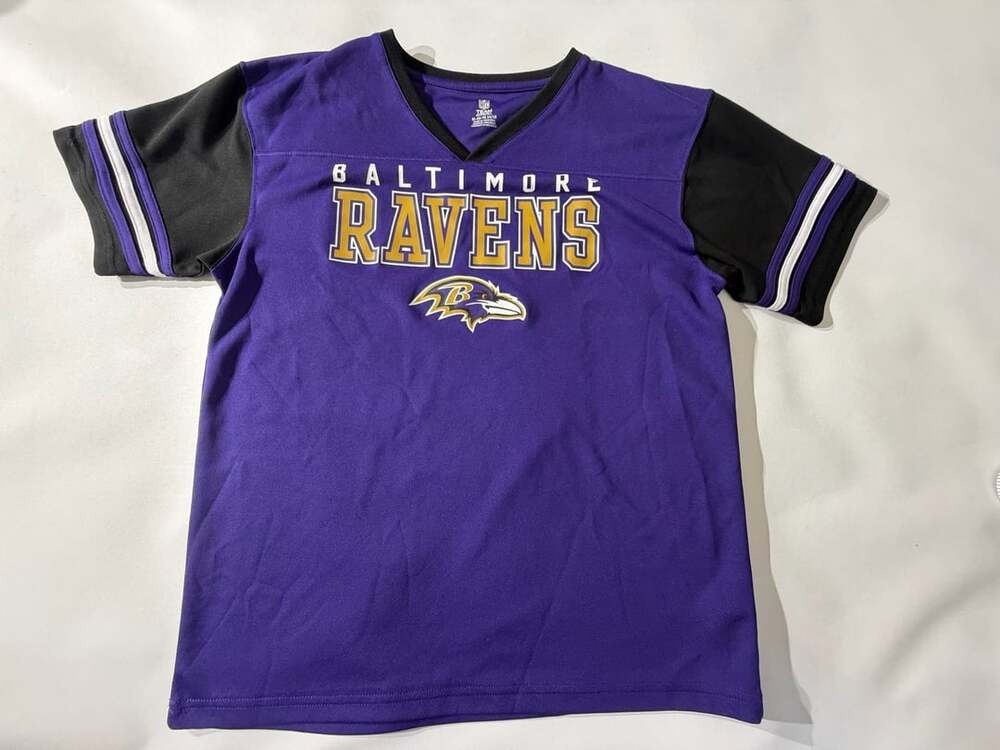 NFL Team Apparel Baltimore Ravens Purple V-Neck Shirt Youth XL